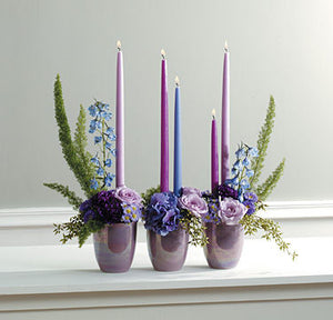 Blue & Lavender Arrangement with Candles