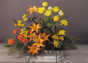 Casket Spray with Potted Tulips