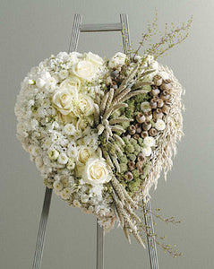 Heart of White Flowers and Dried Natural Materials
