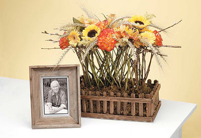 Window Box Arrangement with Wheat Accents